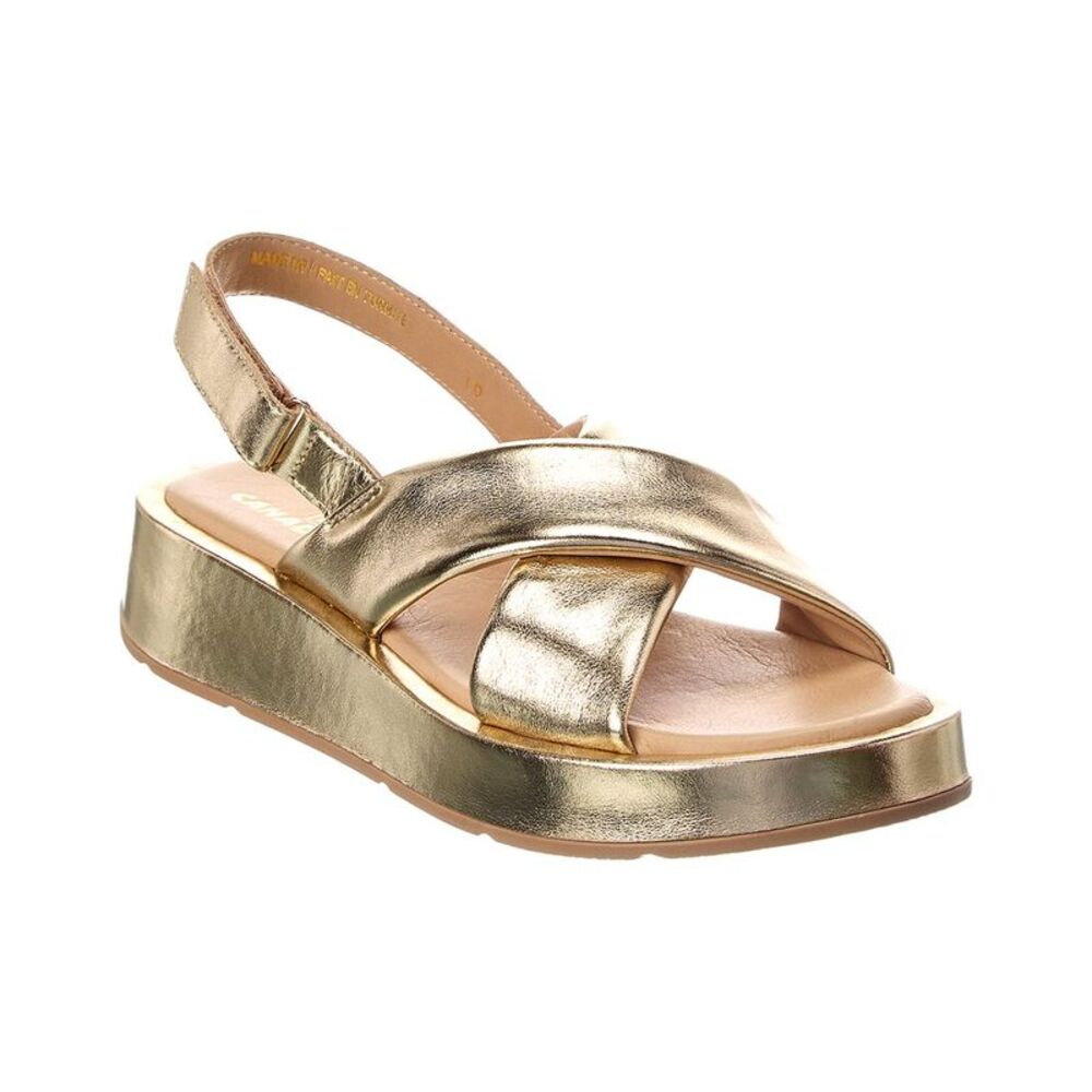 La Canadienne Axis Leather Platform Sandal, Gold
